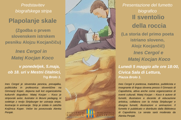 Biografski strip Plapolanje skale avtorjev Ines Cergol in Mateja Kocjana Kocota
